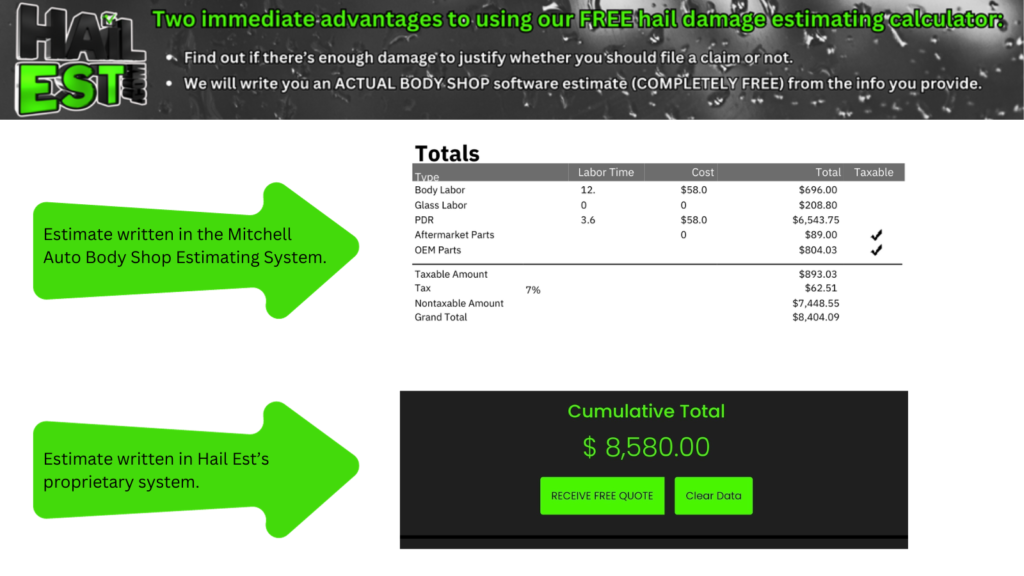 hail repair damage calculator